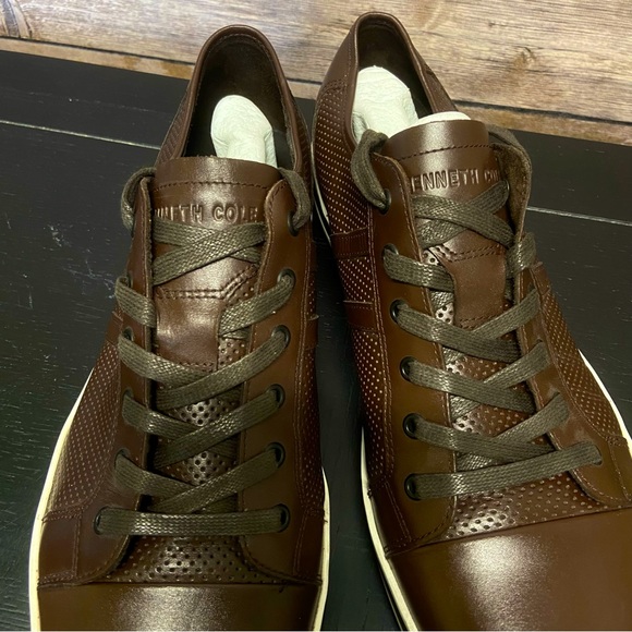 Kenneth Cole New York Men's Right On Cue Sneakers Brown Leather Lace Up Size 11 - Picture 2 of 15